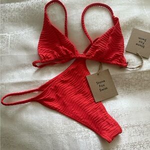 Stone Fox Swim Vibrant Red Textured Bikini